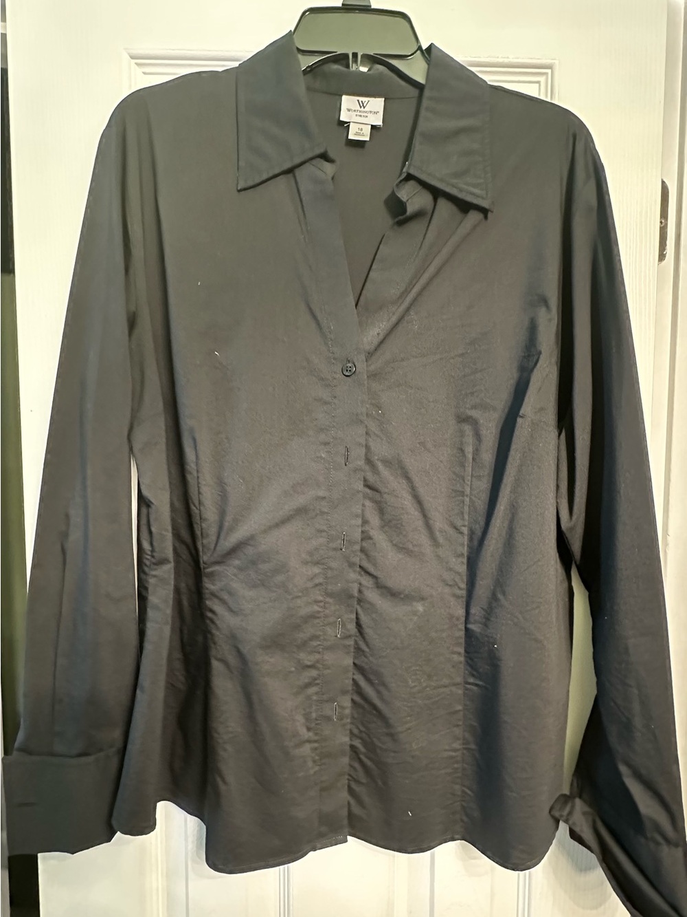 Worthington Black Collared Stretch Blouse